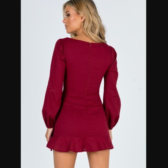 Princess Polly Villa Burgundy Mini Wrap Dress size 4 us worn once perf condition - Picture 6 of 10